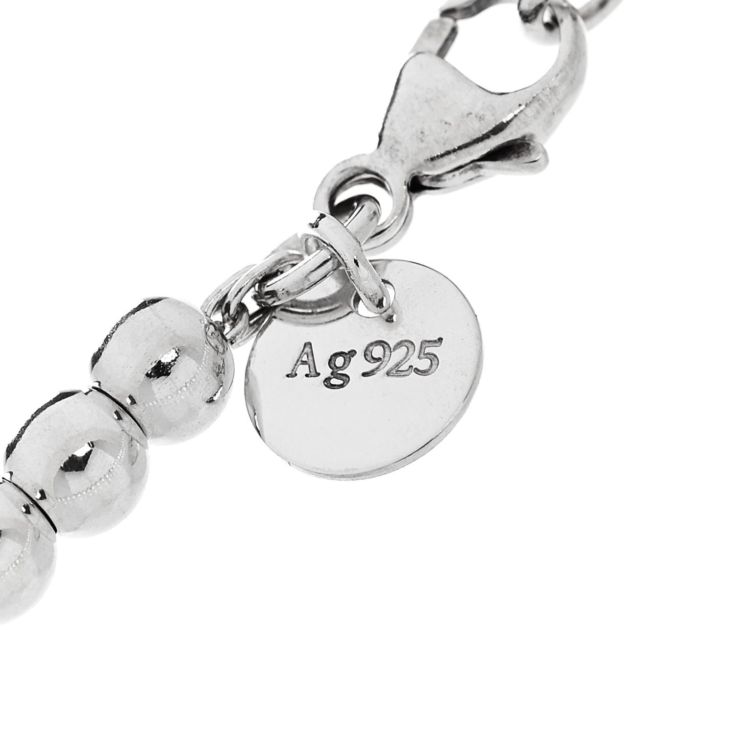 Tiffany Sterling Silver Enamel 4mm Love Heart Tag Bead Bracelet Blue 6 of 7