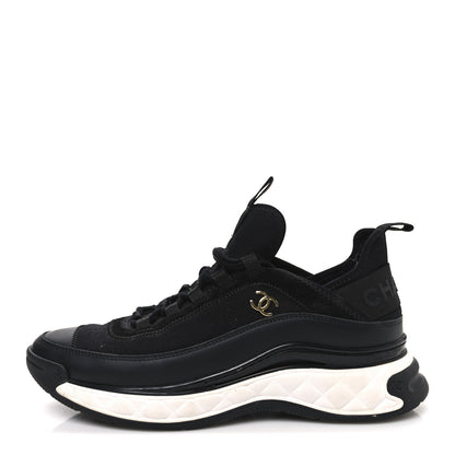 Chanel Velvet Calfskin Mixed Fibers CC Sneakers 38.5 Black 1 of 9