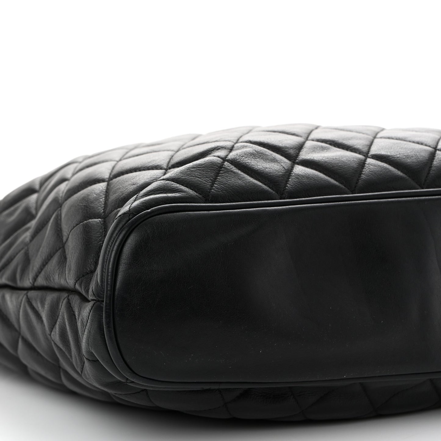 Lambskin Quilted Shopping Tote Black