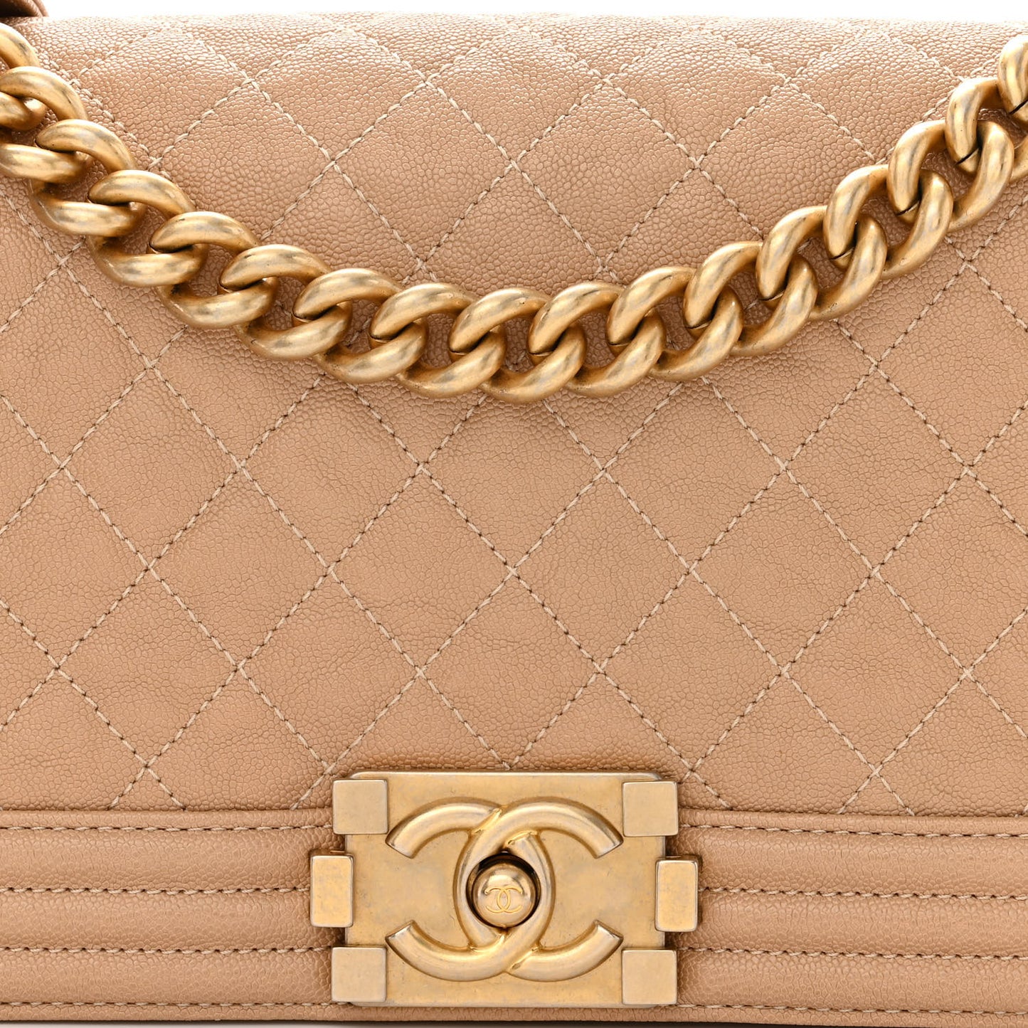 Caviar Quilted Medium Boy Flap Beige