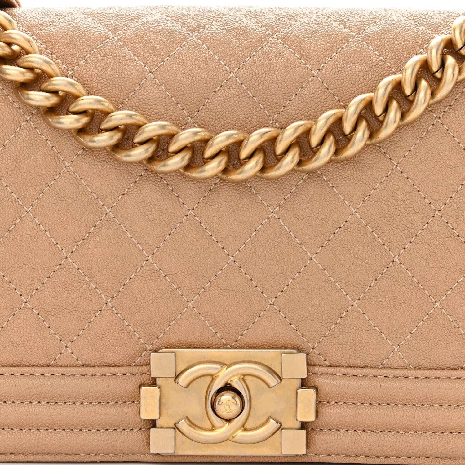 Chanel Caviar Quilted Medium Boy Flap Beige 8 of 11