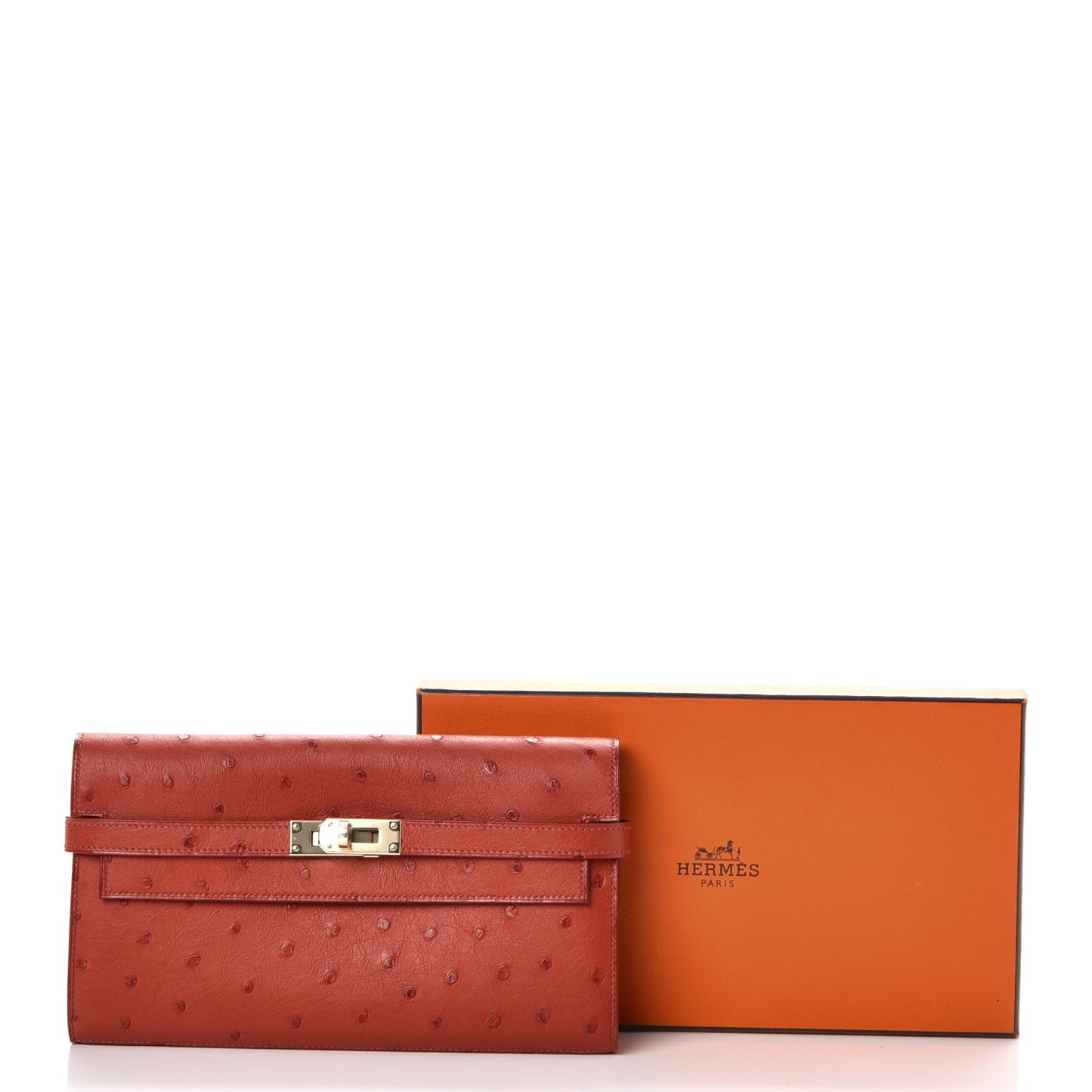 Ostrich Kelly Longue Wallet Brique