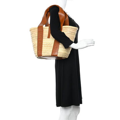 Chloe Raffia Smooth Calfskin Medium Sense Basket Caramel 2 of 9