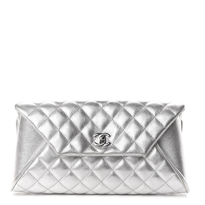 Chanel Metallic Calfskin Quilted Fold Up Again Clutch Silver 1 of 11