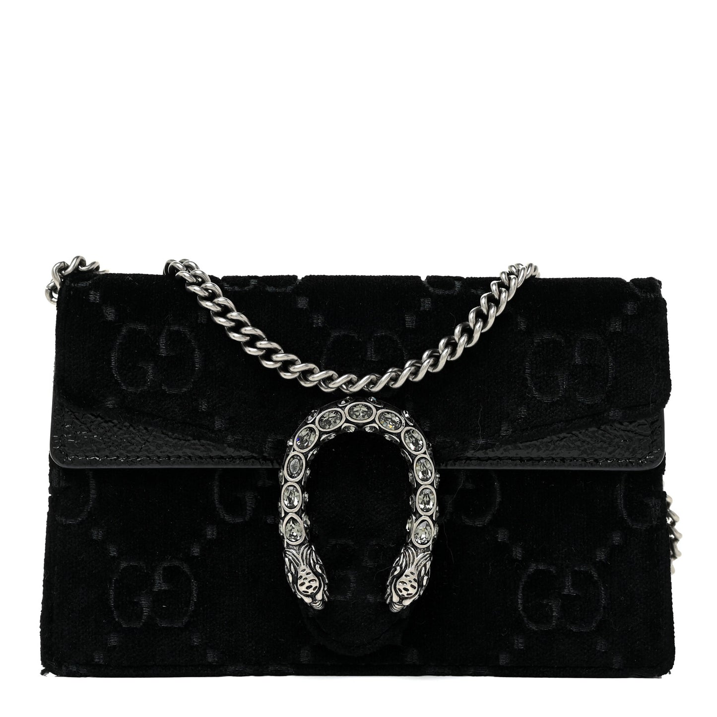 Velvet GG Monogram Super Mini Dionysus Shoulder Bag Black
