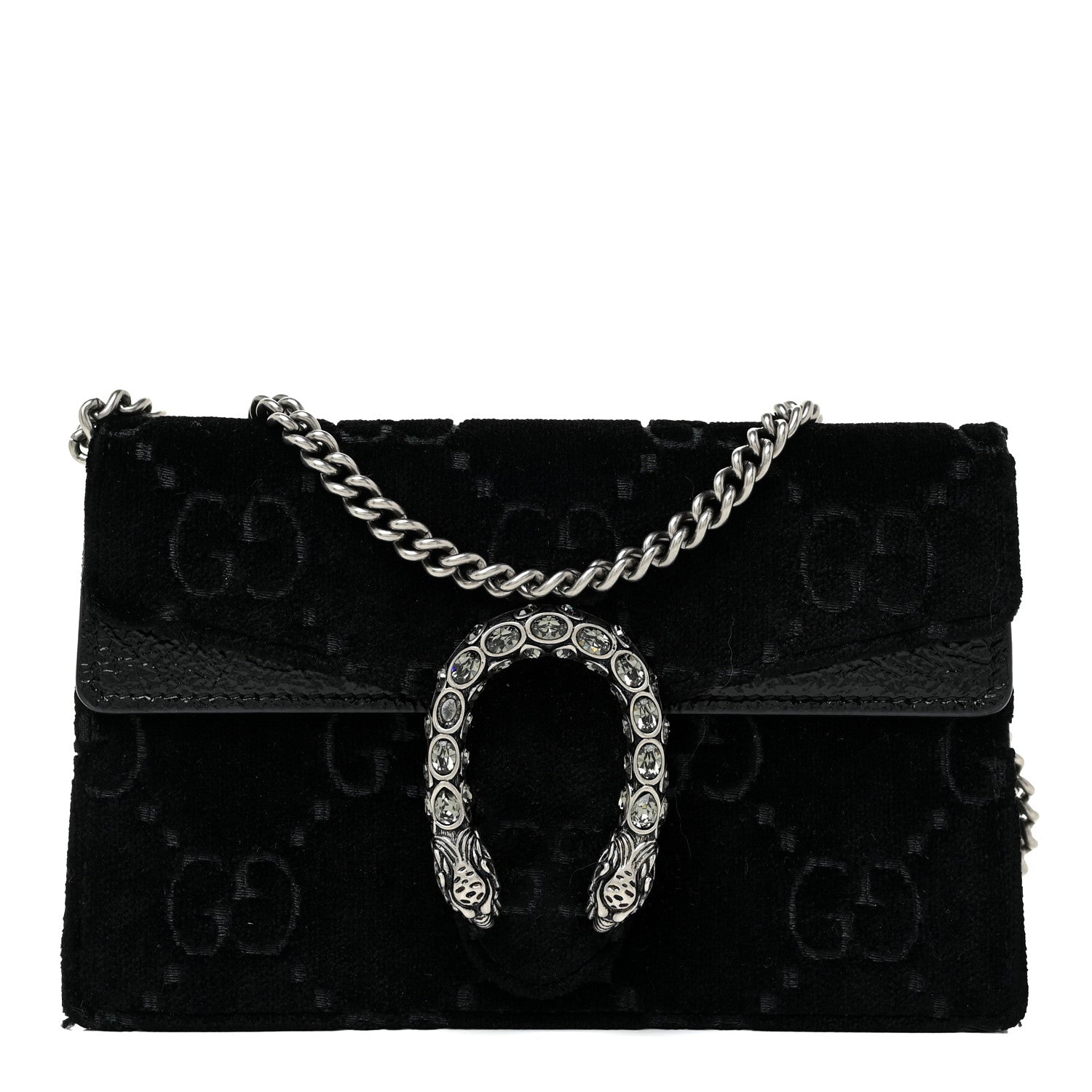 Gucci Velvet GG Monogram Super Mini Dionysus Shoulder Bag Black 1 of 18