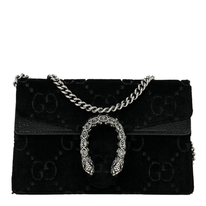 Gucci Velvet GG Monogram Super Mini Dionysus Shoulder Bag Black 1 of 18