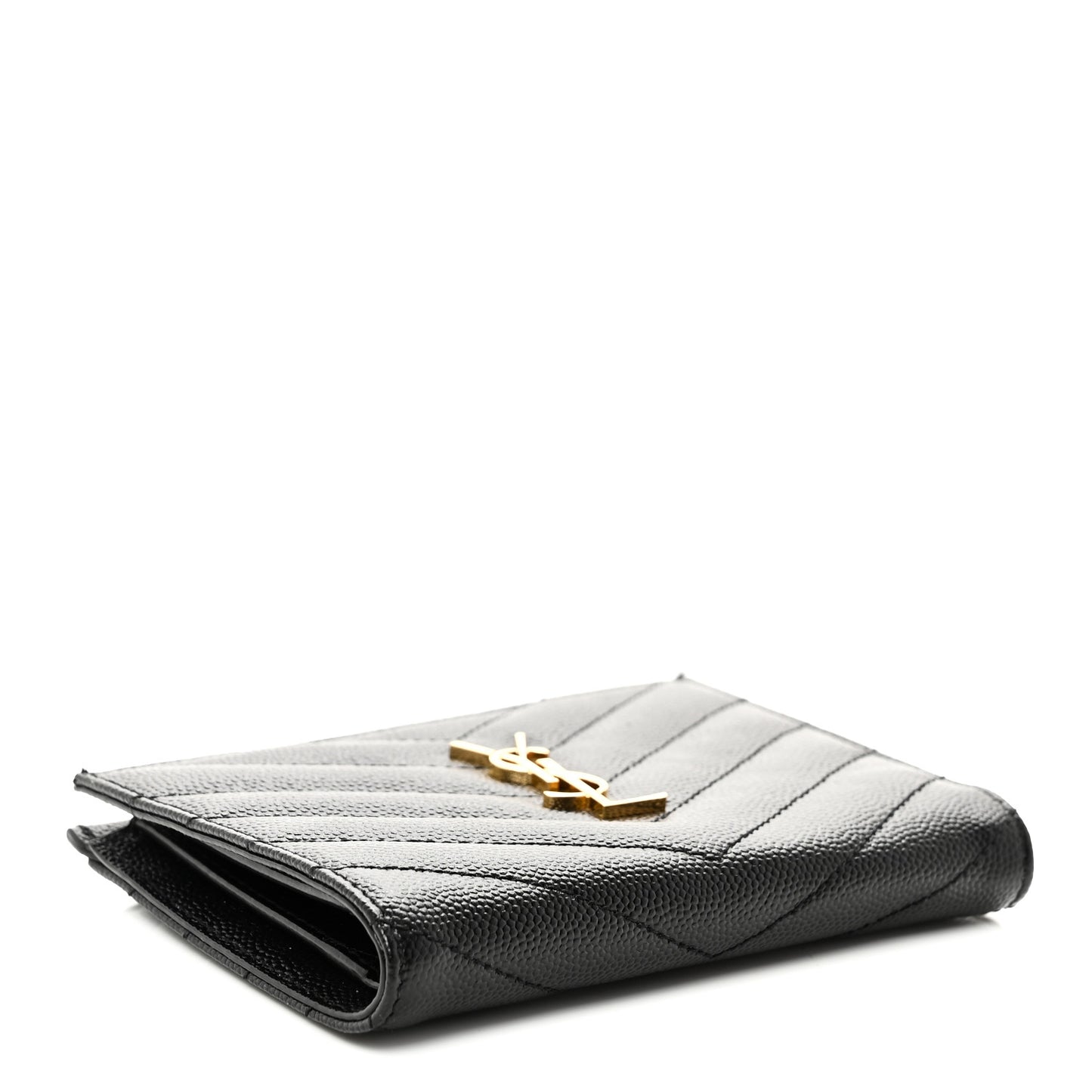 Grain De Poudre Matelasse Chevron Monogram Zipped Two-Part Wallet Black