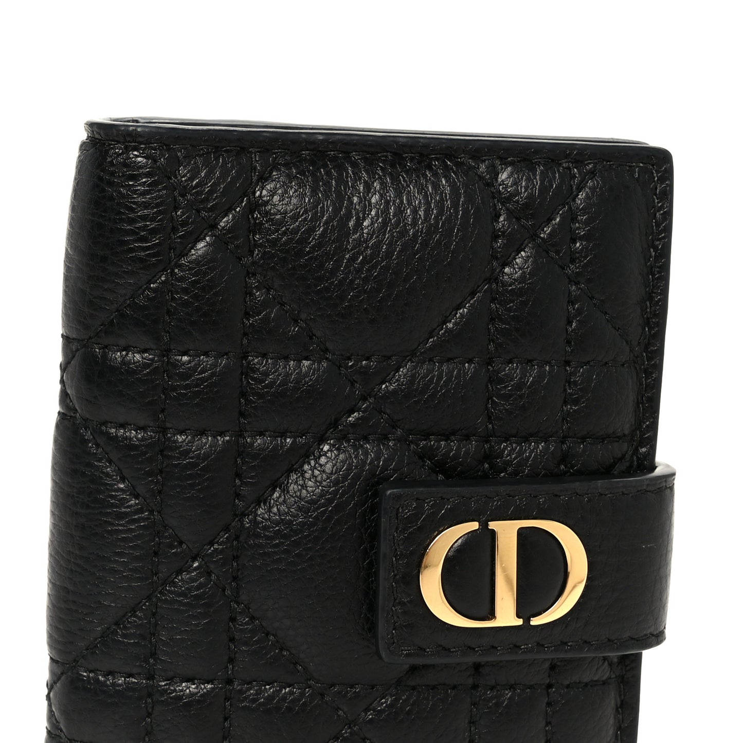 Supple Calfskin Cannage Caro Dandelion Card Holder Black