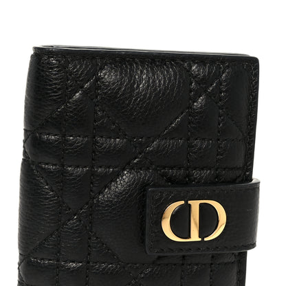 Christian Dior Supple Calfskin Cannage Caro Dandelion Card Holder Black 8 of 9