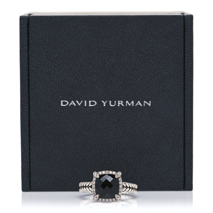 David Yurman Sterling Silver Diamond Black Onyx 9mm Chatelaine Pave Bezel Ring 57 8 5 of 5