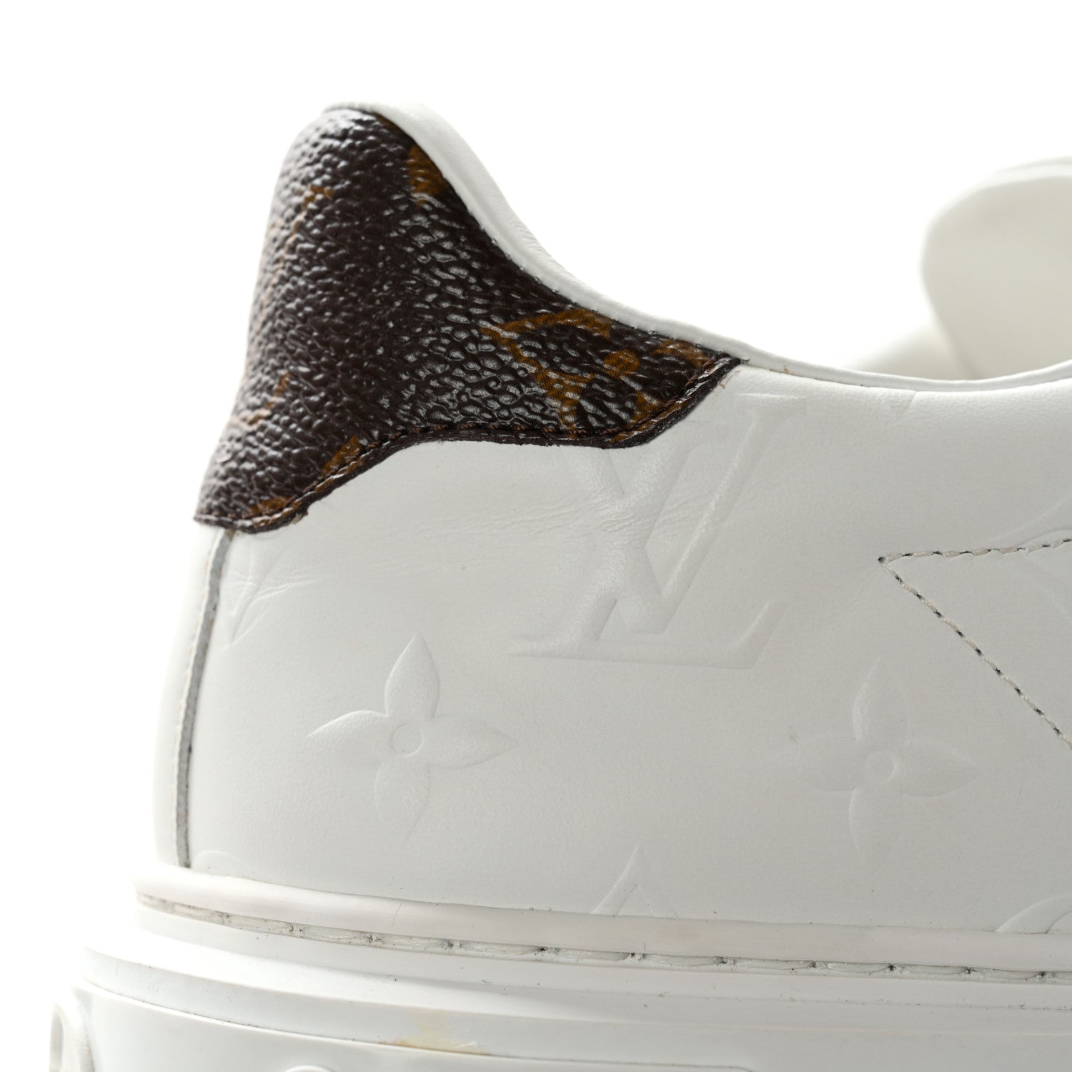 Louis Vuitton Calfskin Monogram Debossed Time Out Sneakers 38 White 13 of 14