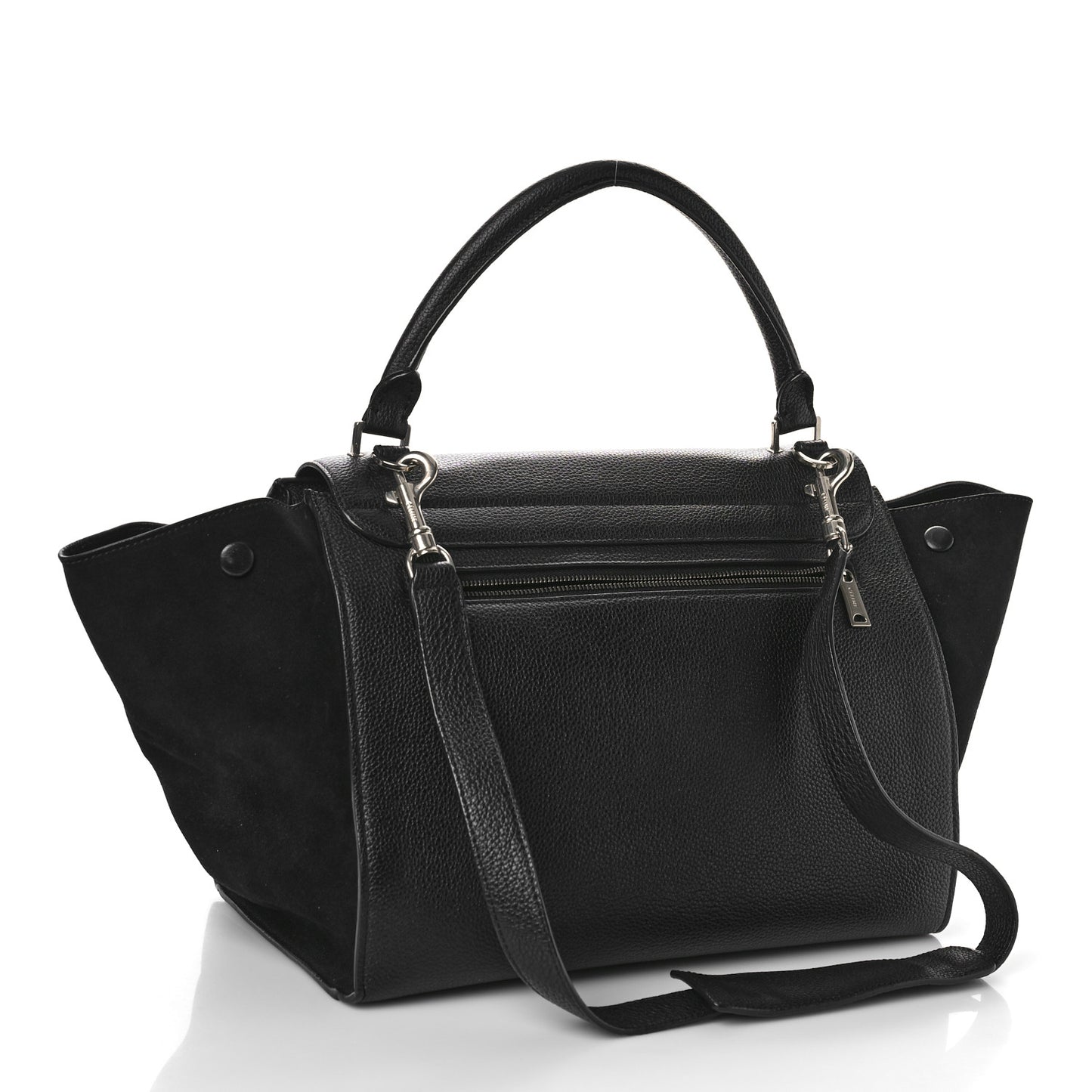 Drummed Calfskin Suede Medium Trapeze Black