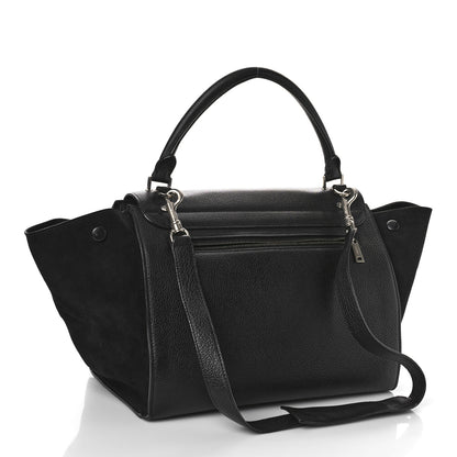 Celine Drummed Calfskin Suede Medium Trapeze Black 3 of 8