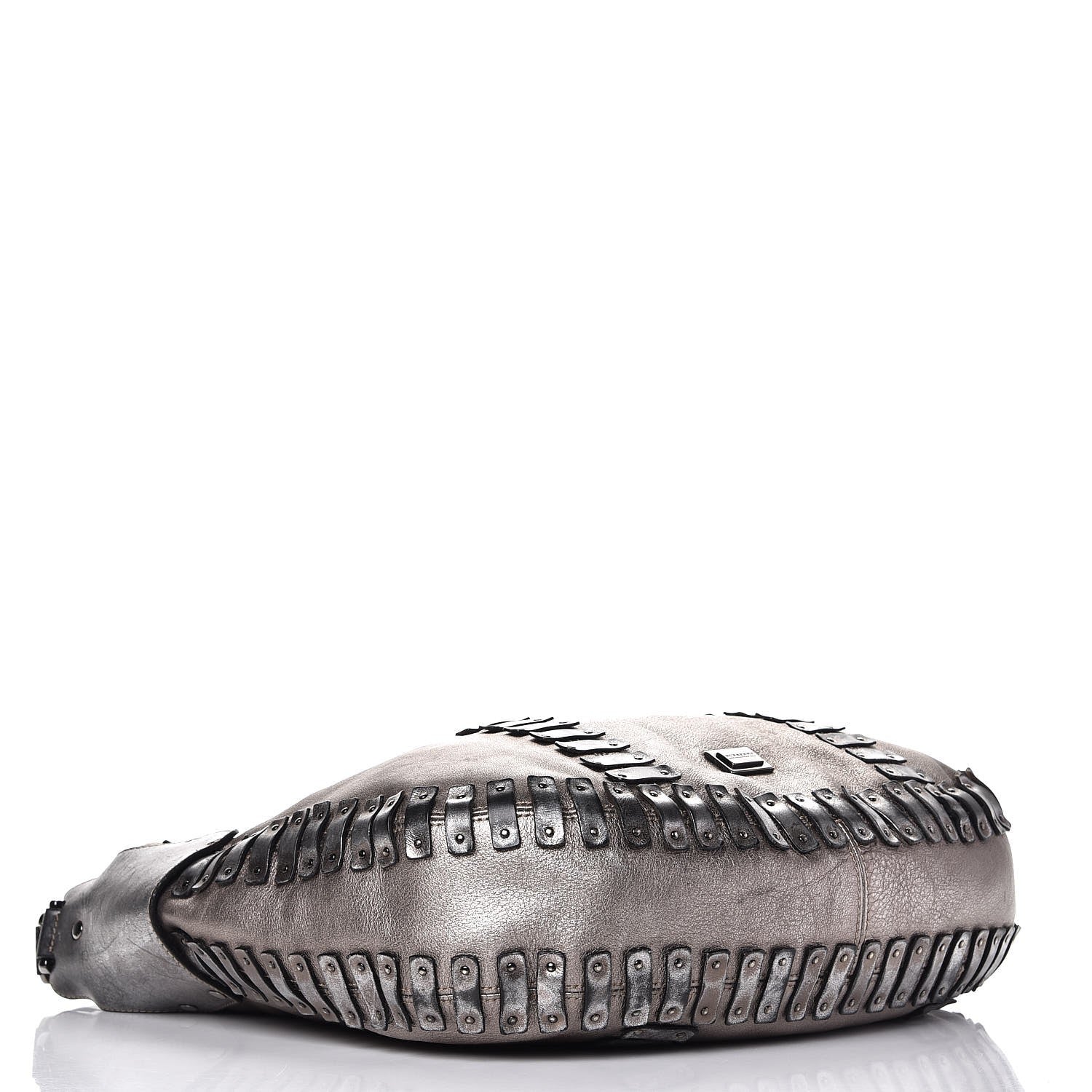 Burberry Calfskin Metallic Studded Hobo Bag Silver 4 of 11