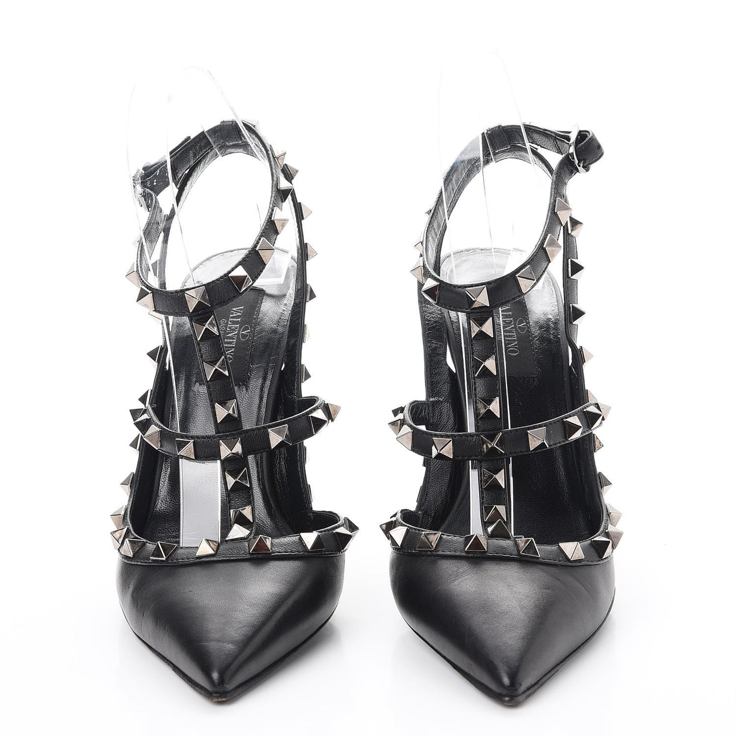 Nappa Rockstud Ankle Strap Pumps 38 Black