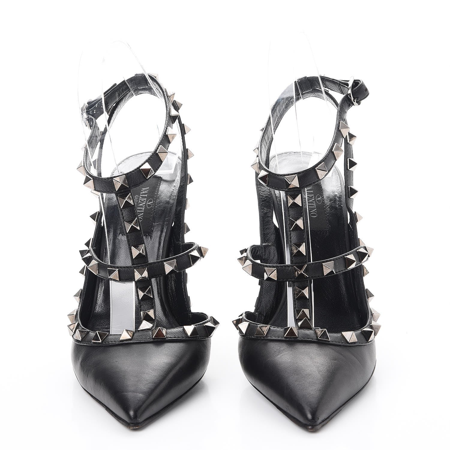 Valentino Garavani Nappa Rockstud Ankle Strap Pumps 38 Black 2 of 20