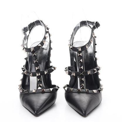 Valentino Garavani Nappa Rockstud Ankle Strap Pumps 38 Black 2 of 20
