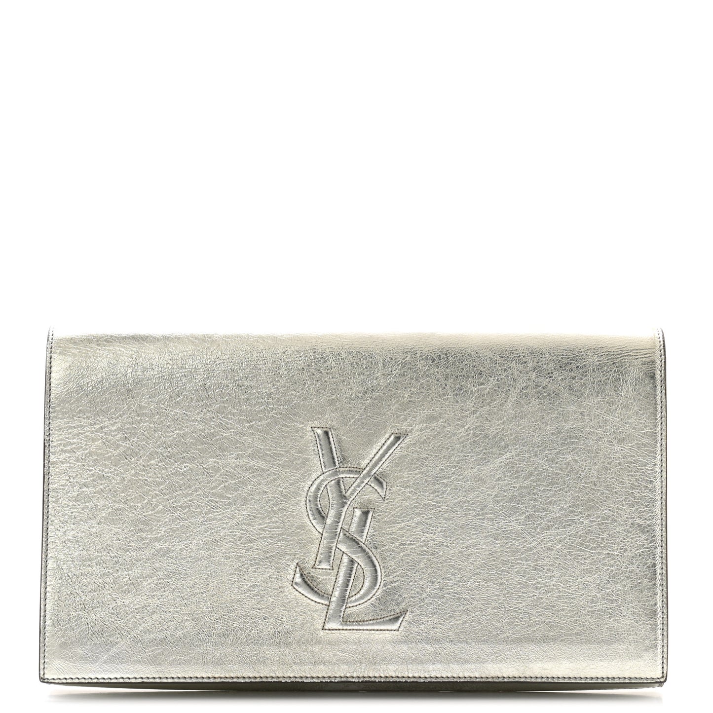 Metallic Calfskin Monogram Large Belle De Jour Clutch Silver