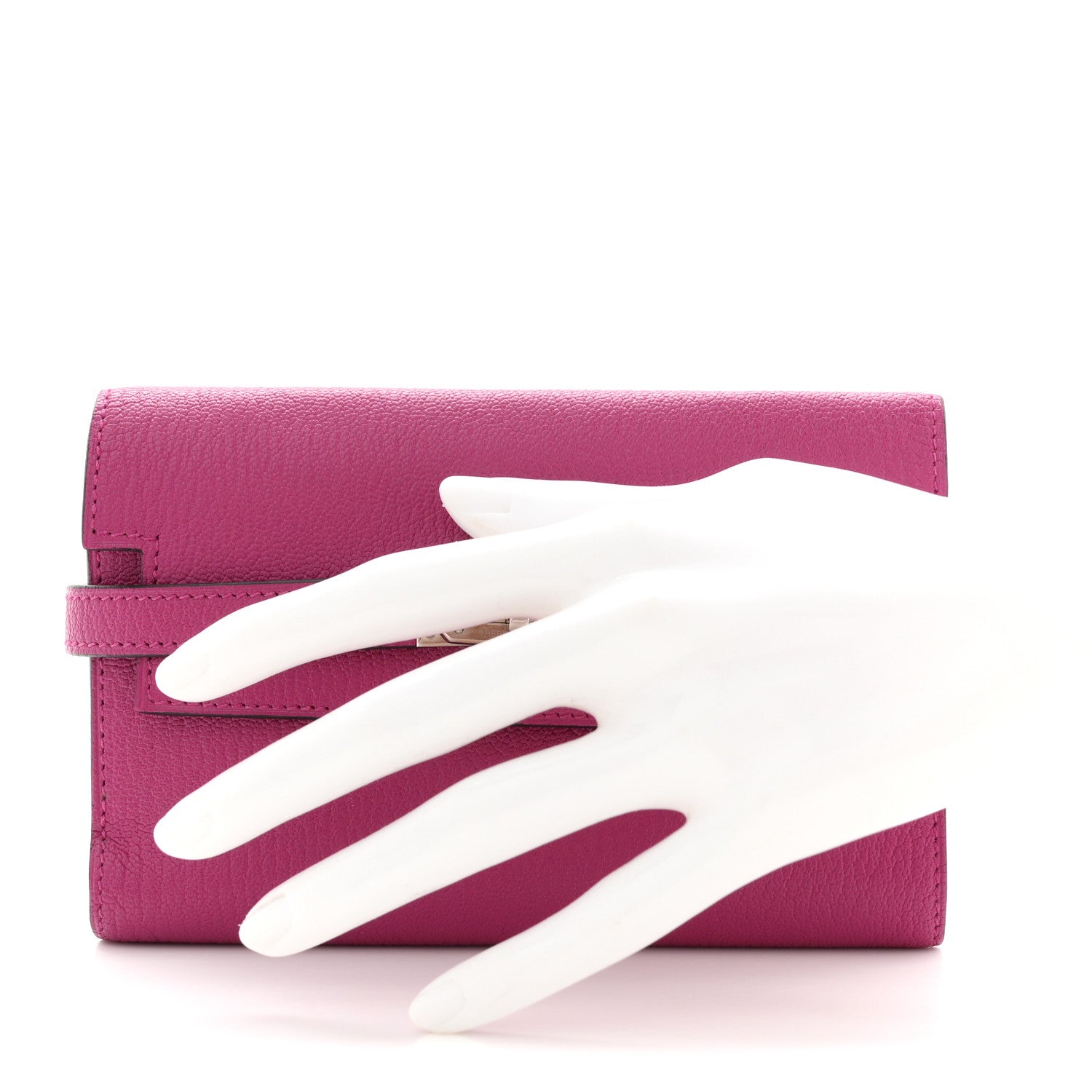 Hermes Chevre Mysore Medium Kelly Wallet Fuchsia 2 of 8