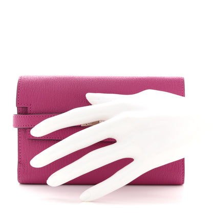 Hermes Chevre Mysore Medium Kelly Wallet Fuchsia 2 of 8