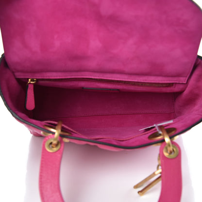 Christian Dior Goatskin Cannage Medium Lady Dior Fuchsia 5 of 10