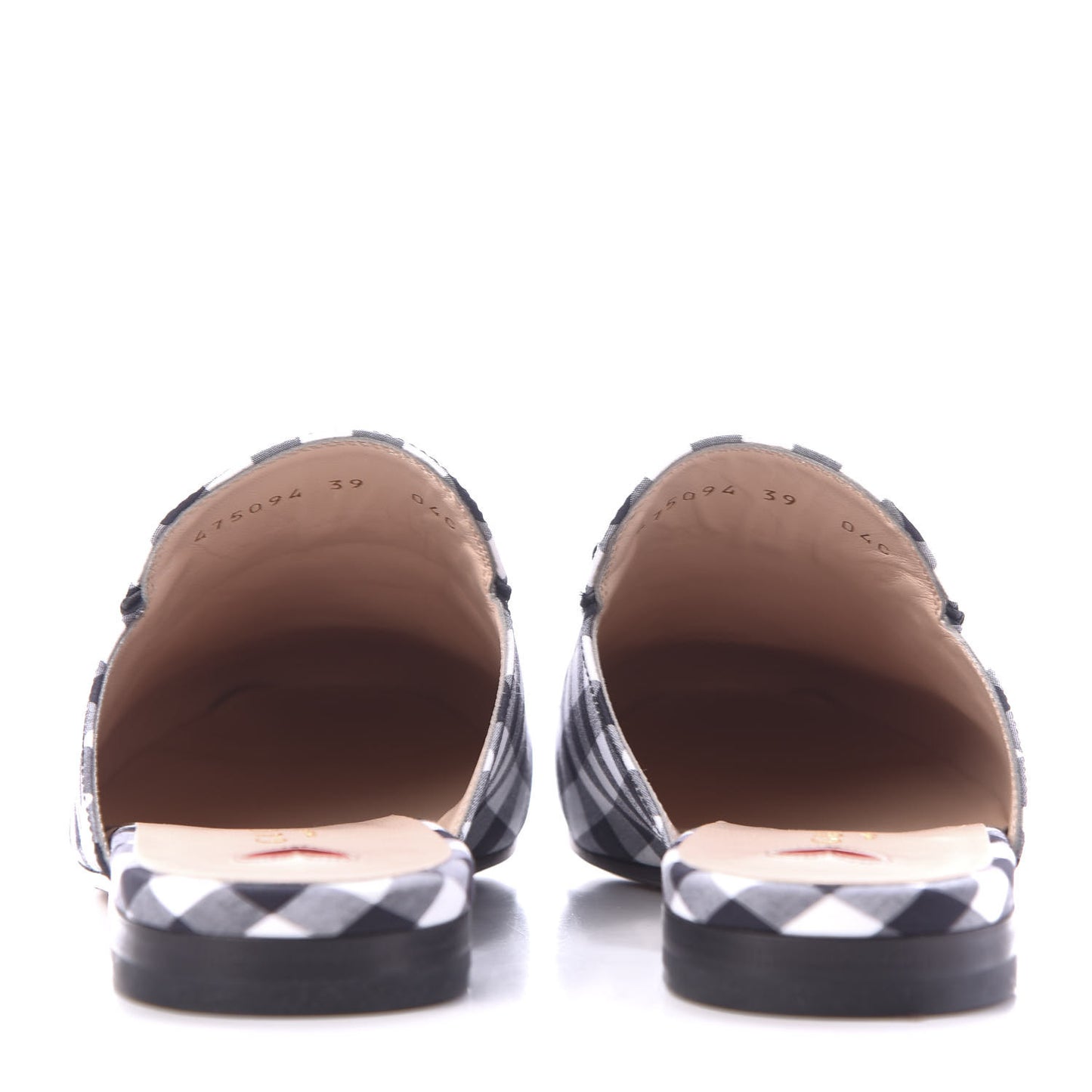 Cotton Gingham Womens Princetown Slippers 39 White Black