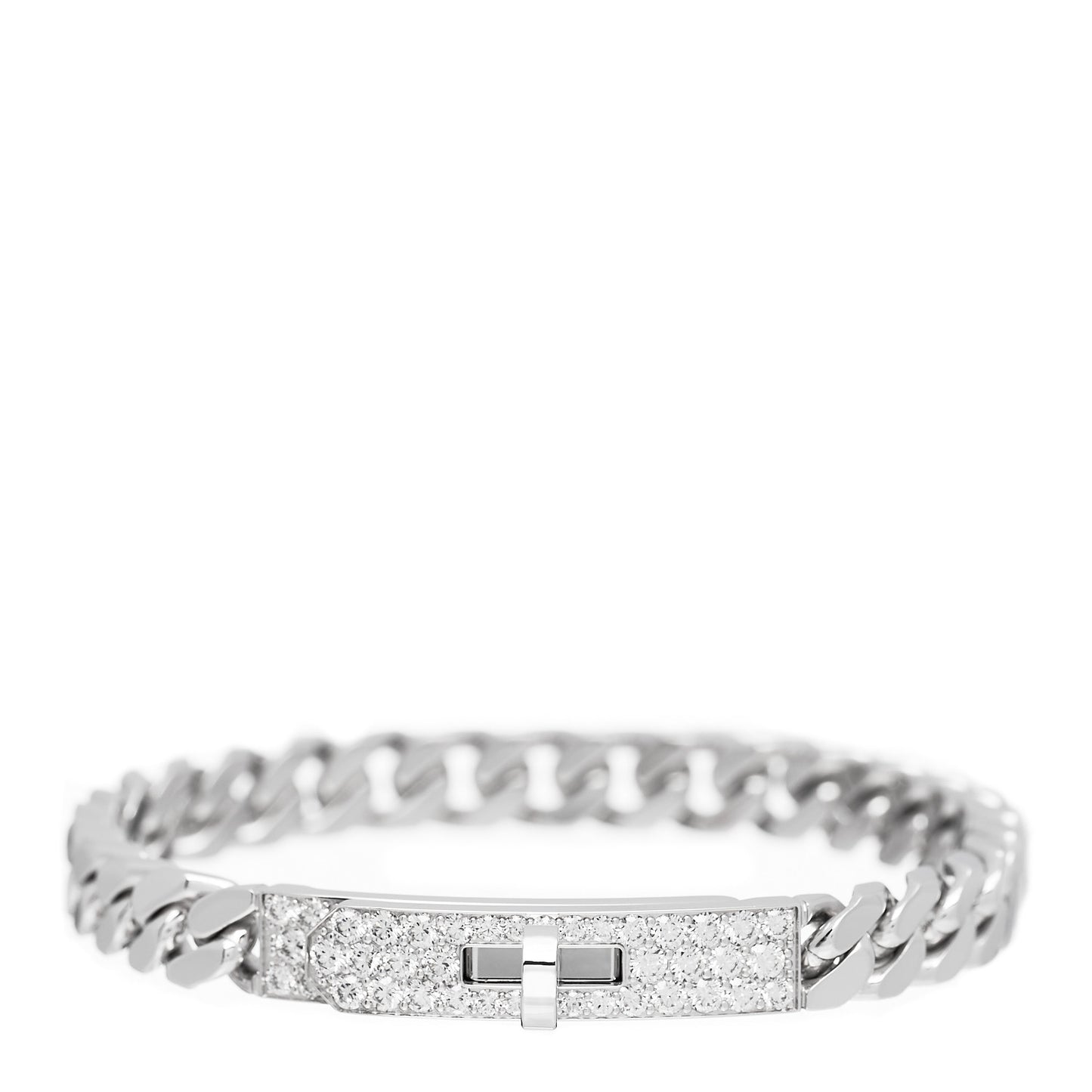 18K White Gold Diamond TPM Kelly Gourmette Bracelet SH