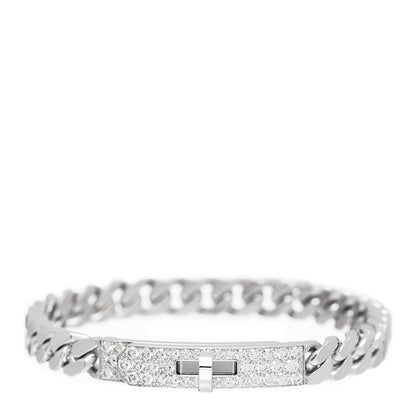 Hermes 18K White Gold Diamond TPM Kelly Gourmette Bracelet SH 1 of 5