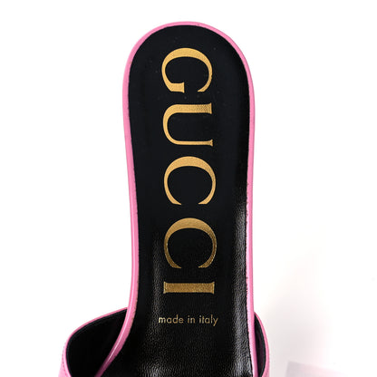 Gucci Polished Calfskin Scarlet Mid Heel Slide Sandals 37 Pink Plexi 8 of 10