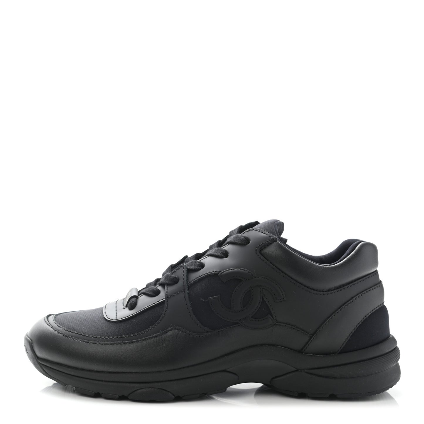 Lambskin Fabric CC Sneakers 36.5 Black