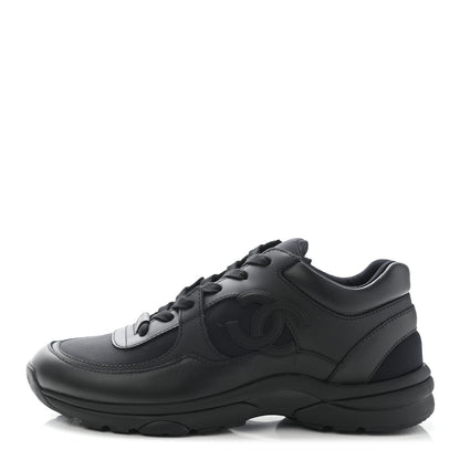 Chanel Lambskin Fabric CC Sneakers 36.5 Black 1 of 12