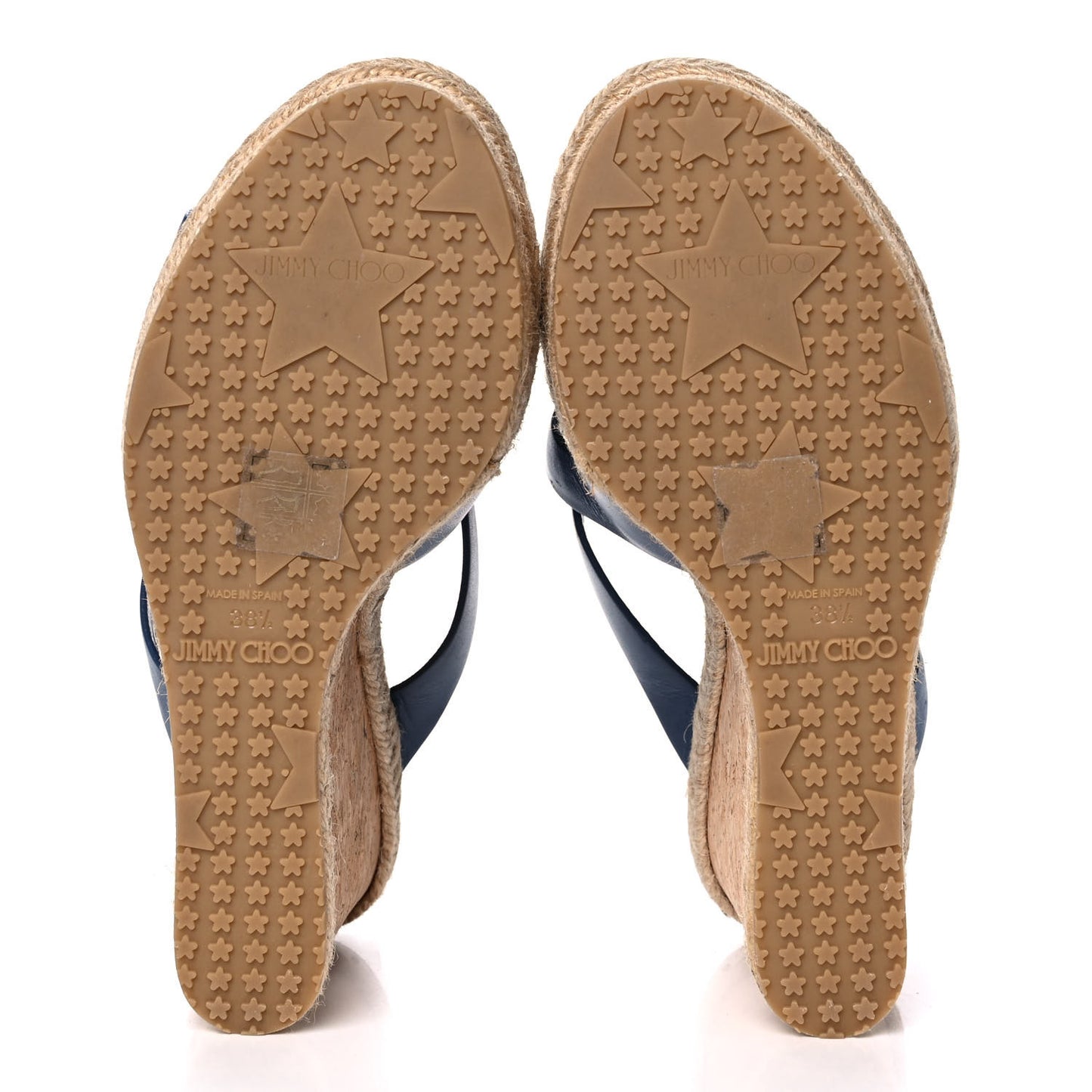 Calfskin Prima Cork Wedge Sandals 38.5 Blue