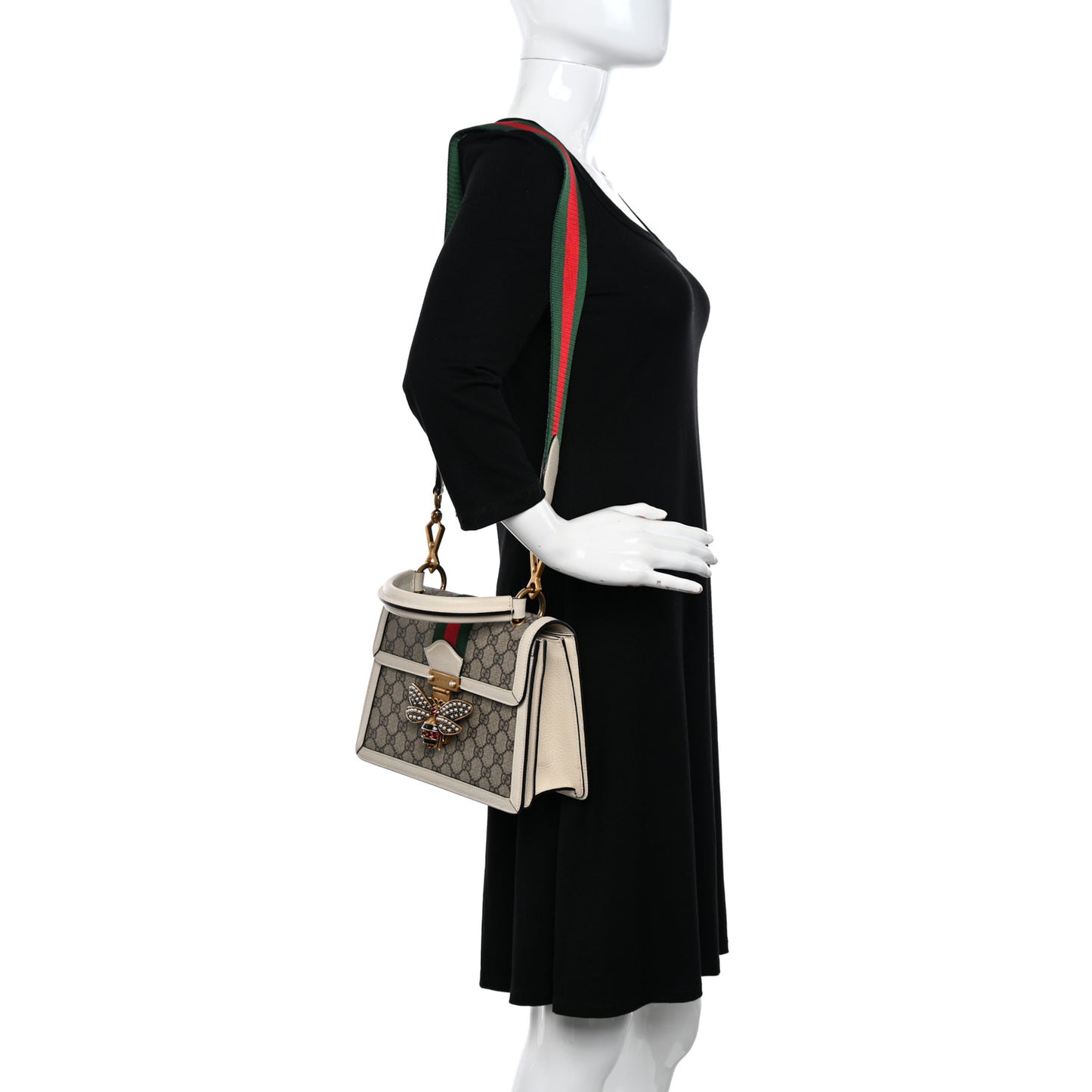GG Supreme Monogram Small Queen Margaret Top Handle Bag White