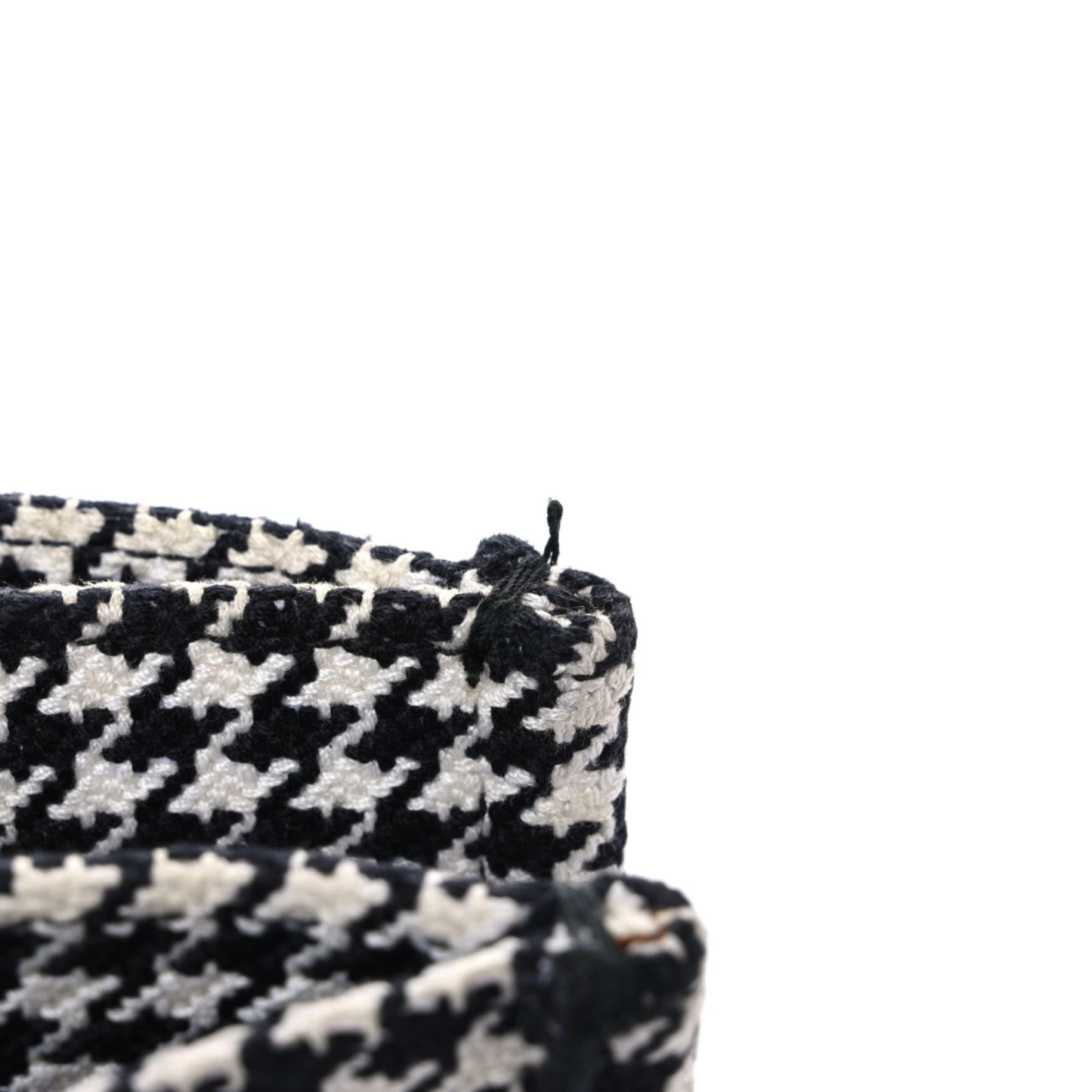 Canvas Houndstooth Embroidered Medium Book Tote Black White