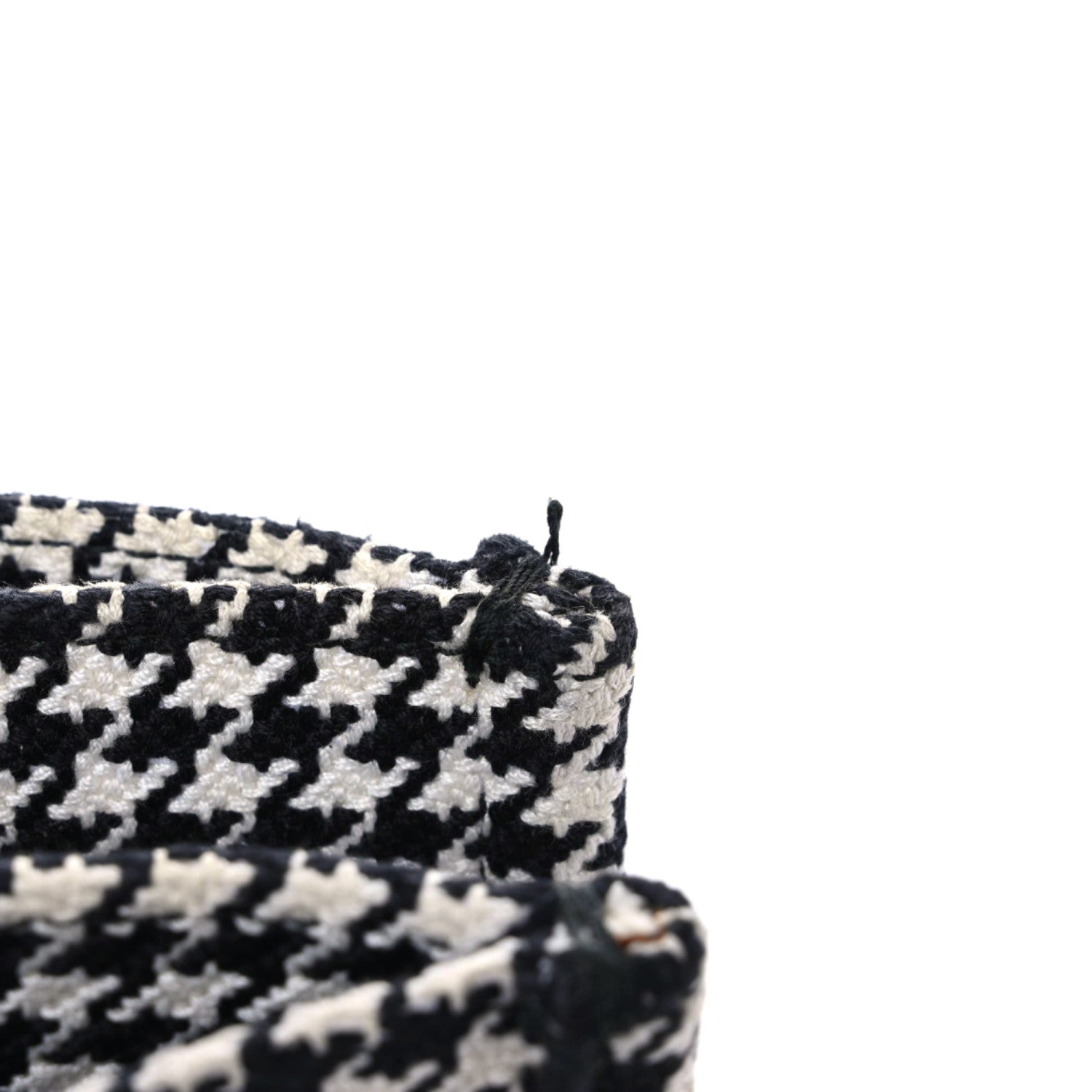 Christian Dior Canvas Houndstooth Embroidered Medium Book Tote Black White 9 of 13