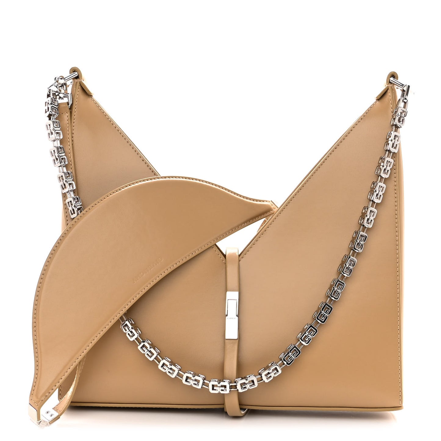 Calfskin Small Cut Out Chain Bag Beige Cappucino