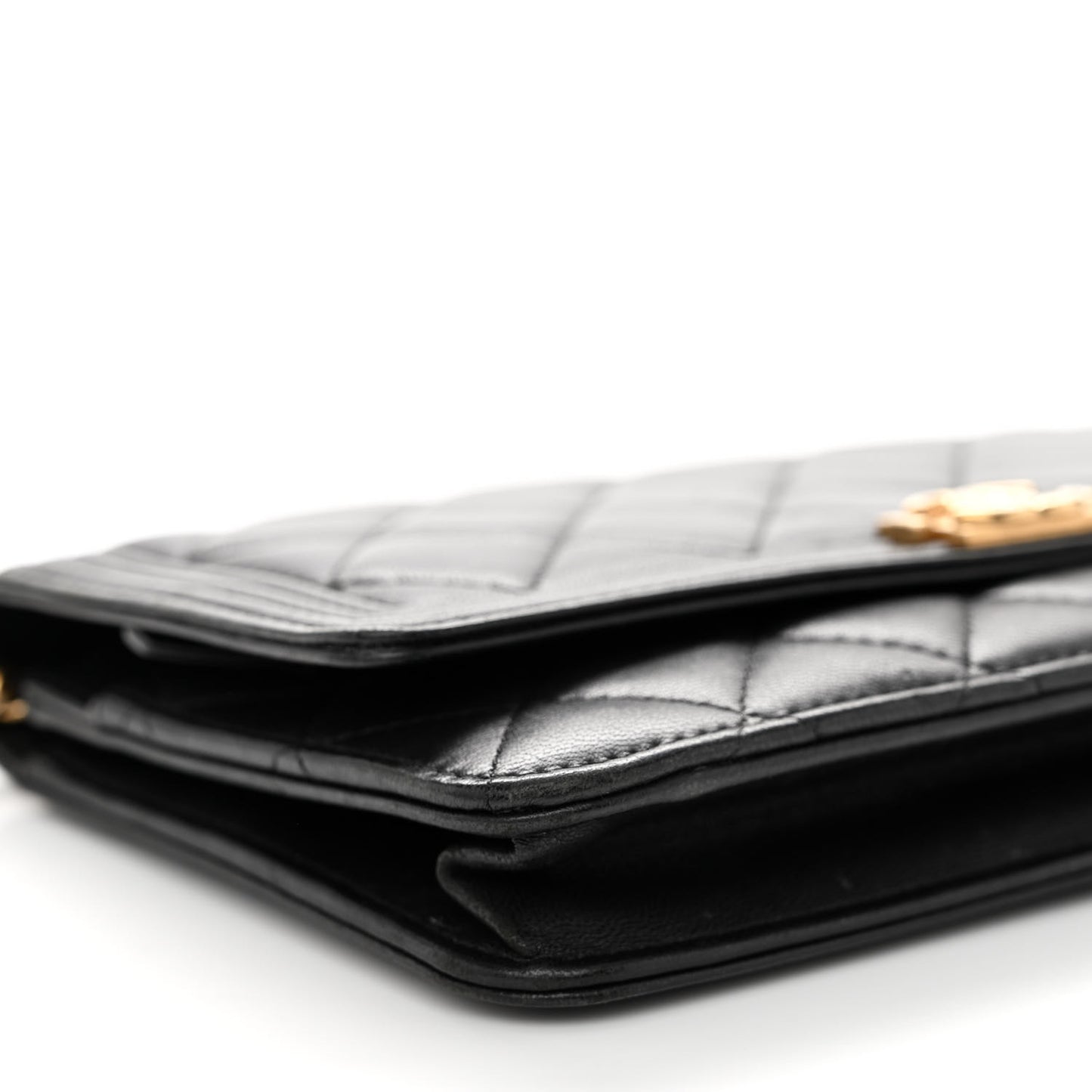 Lambskin Quilted Boy Wallet On Chain WOC Black