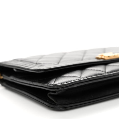 Chanel Lambskin Quilted Boy Wallet On Chain WOC Black 9 of 10