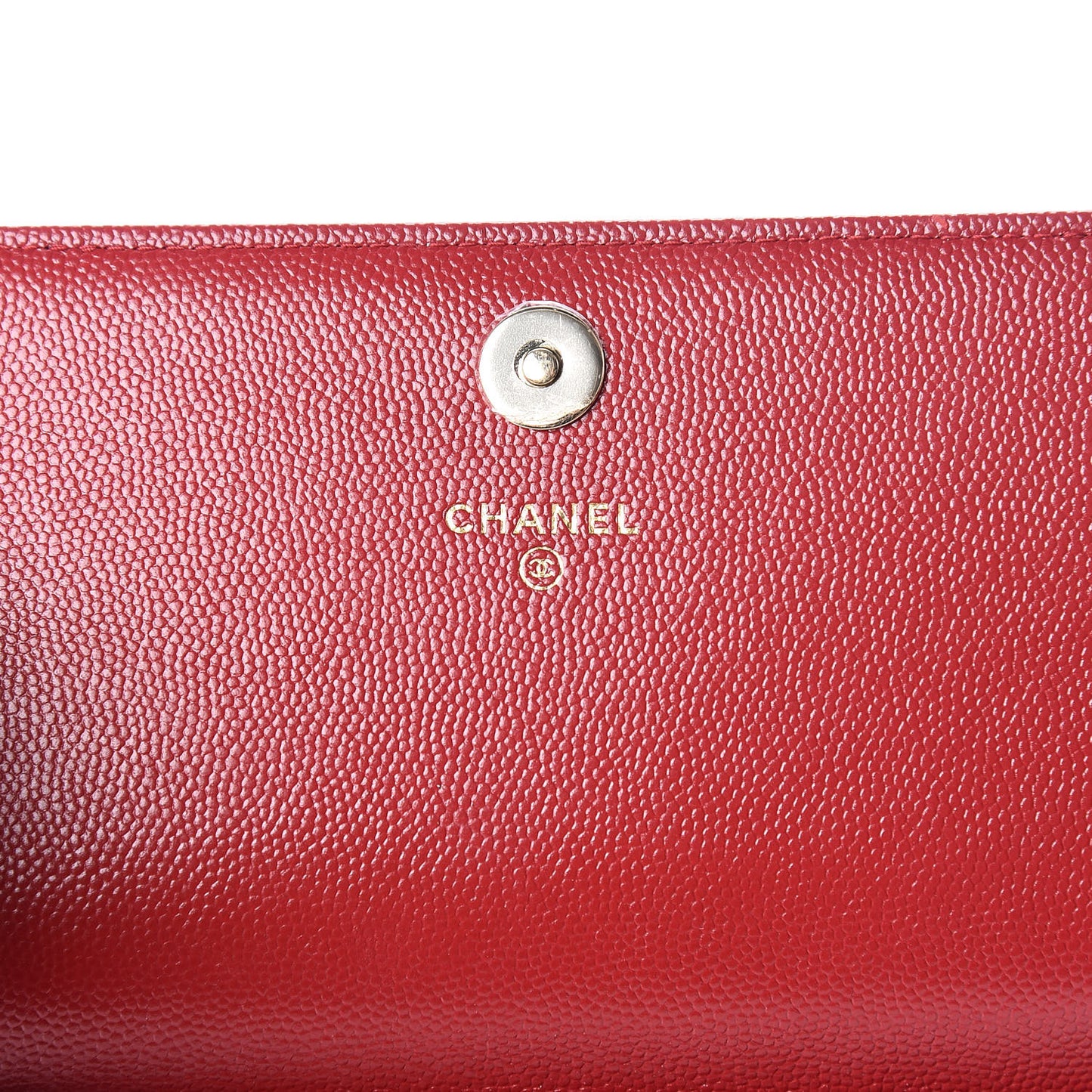 Caviar Quilted Square Wallet On Chain WOC Dark Red