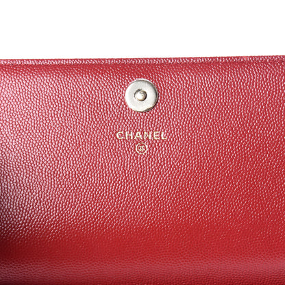 Chanel Caviar Quilted Square Wallet On Chain WOC Dark Red 8 of 12