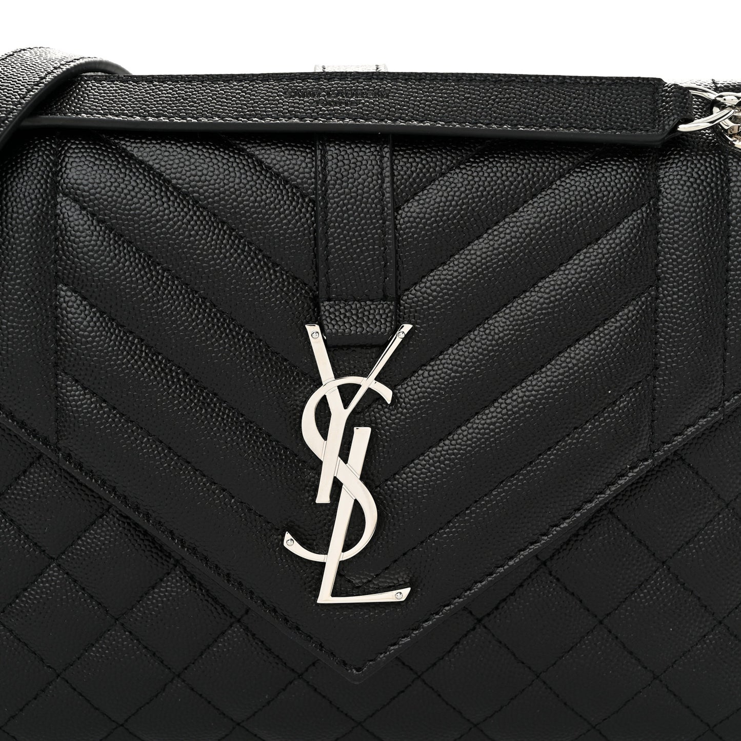 Grain De Poudre Textured Mixed Matelasse Triquilt Medium Monogram Satchel Black