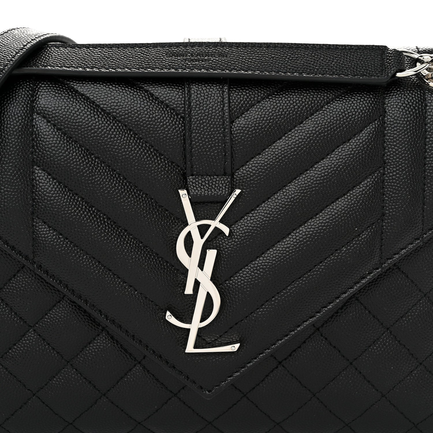 Saint Laurent Grain De Poudre Textured Mixed Matelasse Triquilt Medium Monogram Satchel Black 7 of 9