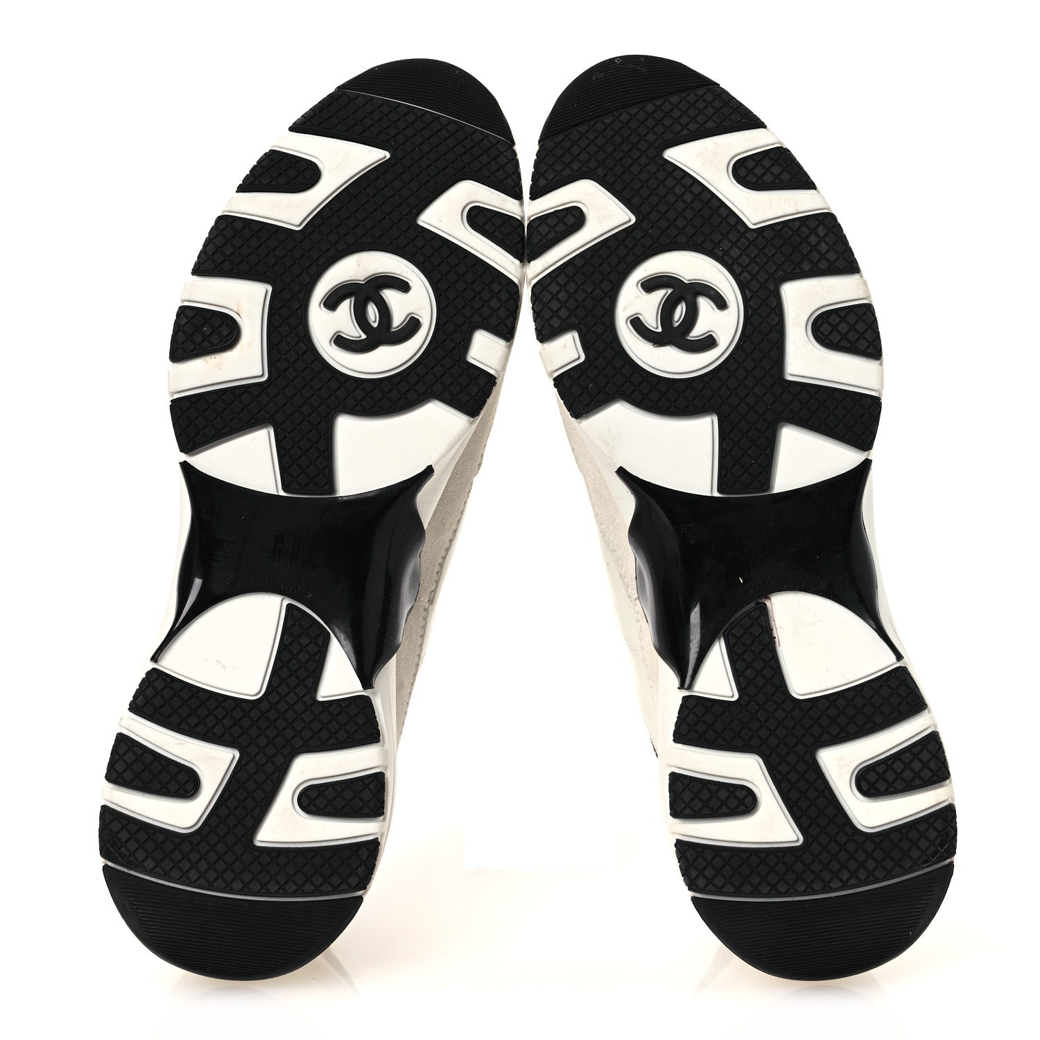 Chanel Calfskin Suede CC Womens Sneakers 39.5 White Black 7 of 11