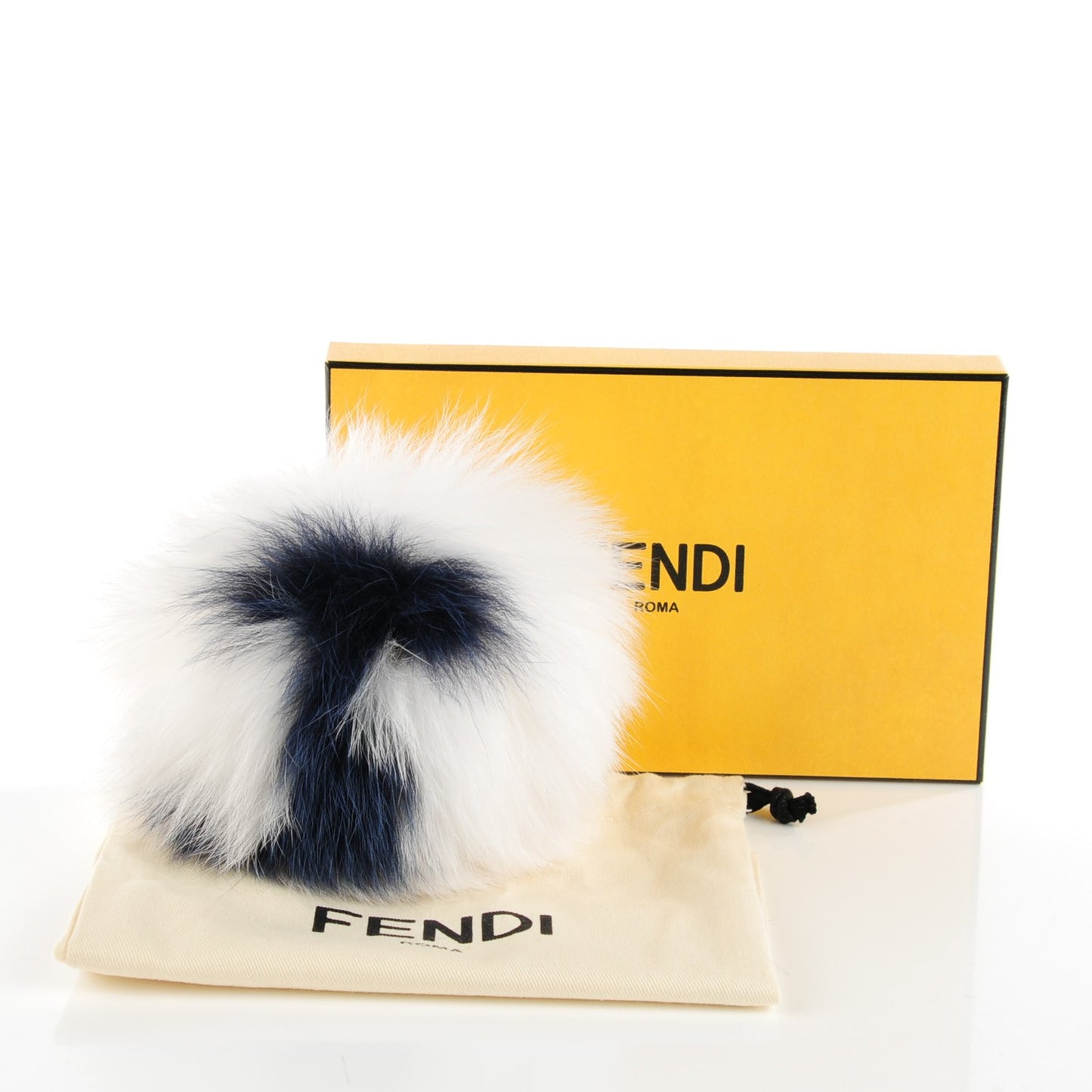 Fox Fur Shiny Nappa Bi-Color J ABCharm Bag Charm White Blue