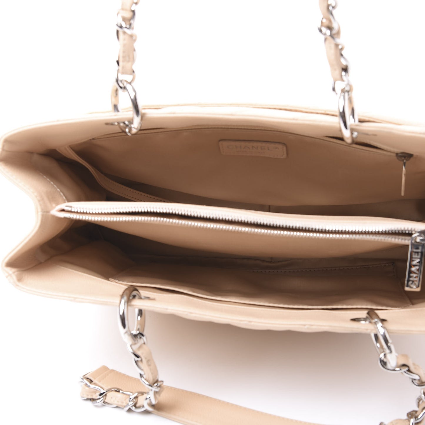 Caviar Quilted Grand Shopping Tote GST Beige Clair