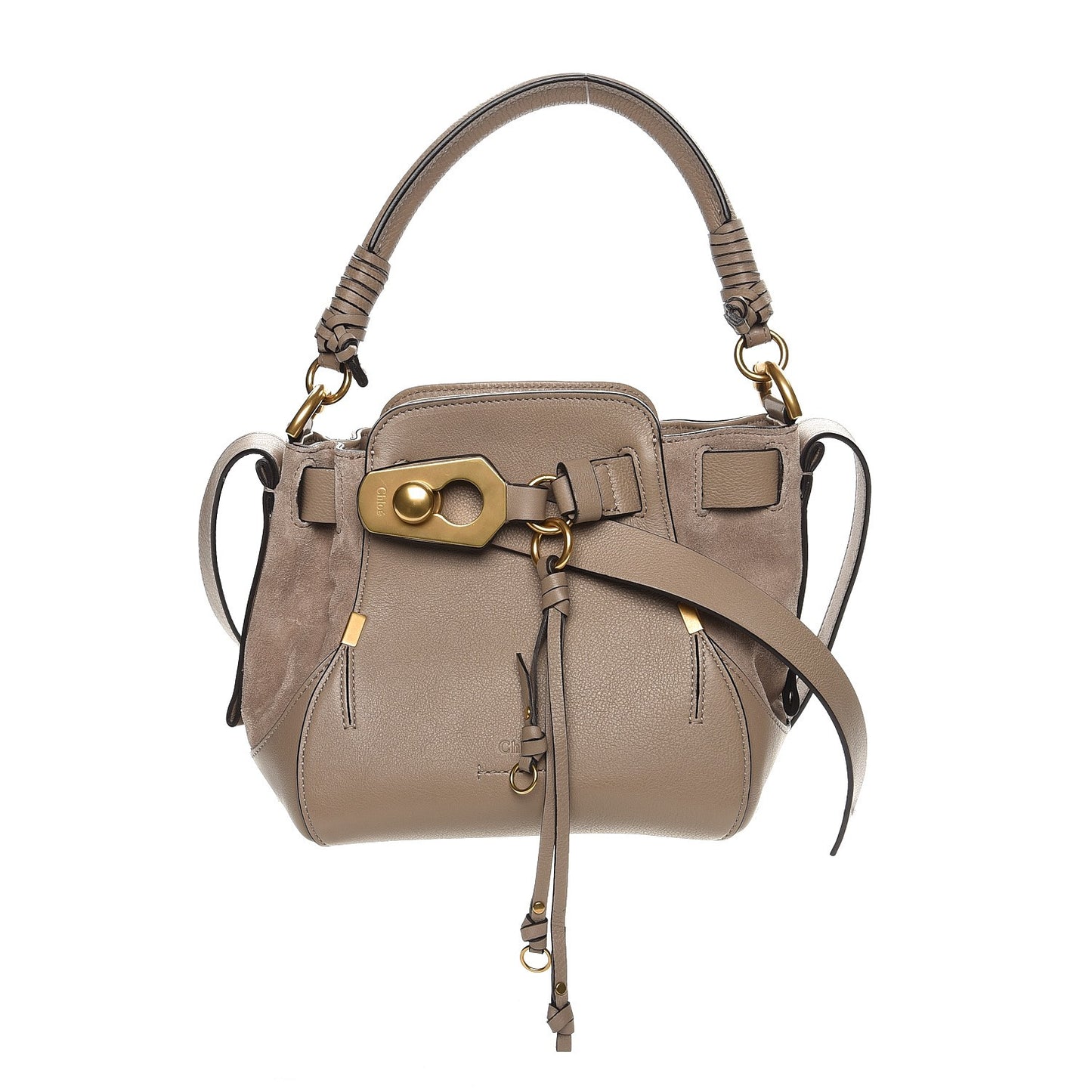Suede Calfskin Small Owen Bucket Bag Motty Grey