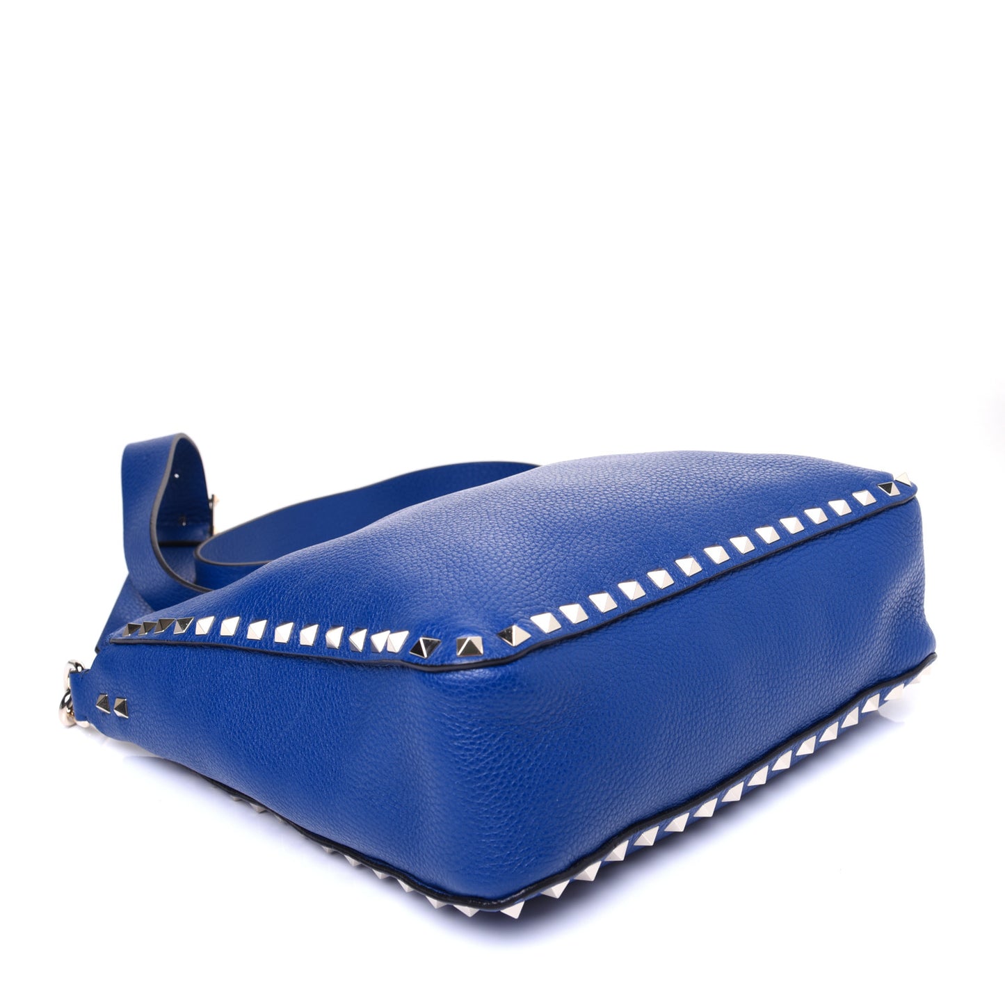 Pebbled Calfskin Small Rockstud Flip-Lock Messenger Bag Blu Delft