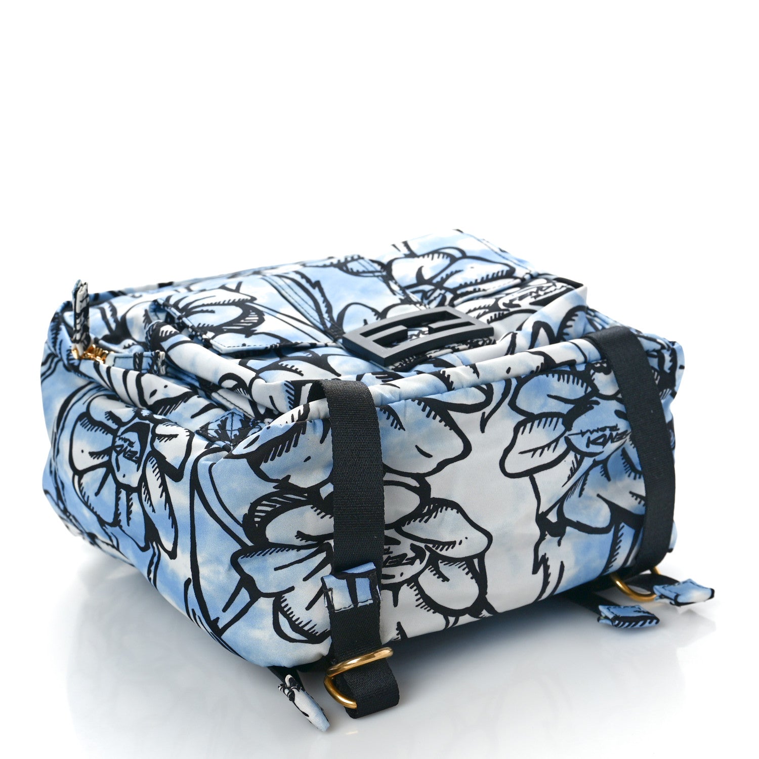 Fendi X JOSHUA VIDES Nylon Flower Clouds Print Pocket Backpack White Celeste Black 4 of 9