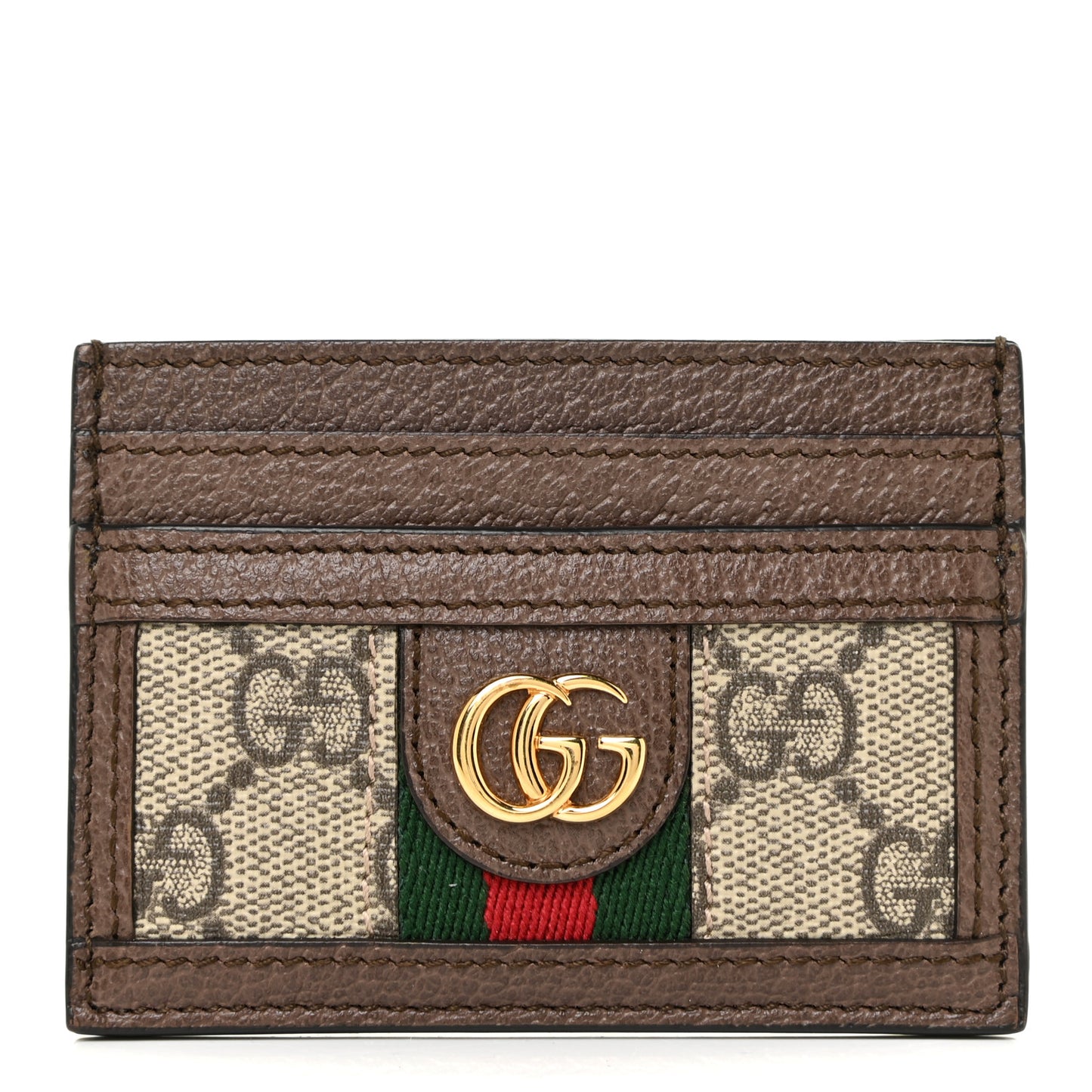 GG Supreme Monogram Ophidia Card Holder Brown
